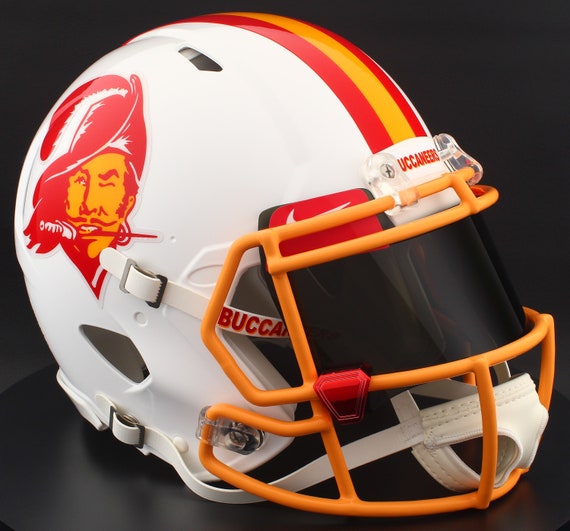 custom buccaneers football helmet TOM BRADY Autographed Throwback Bucs Visor Authentic FAN – Super Sports Center Curated Design GG Edition helmets are assembled to order Upgrades included with purchase Custom Blinged Tampa Bay NFL
