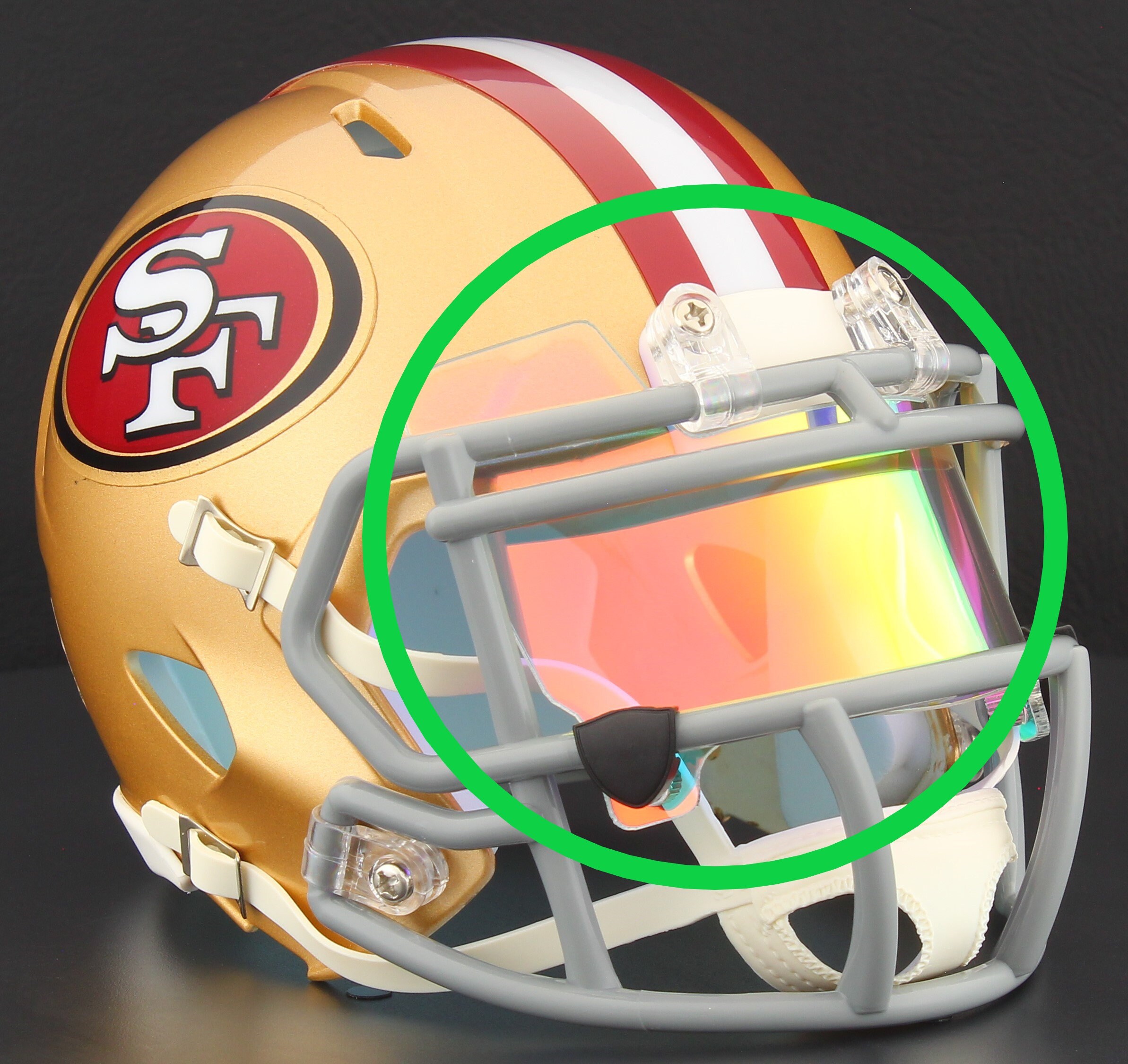 RAINBOW Mini Eye Shield / Visor for San Francisco 49ers NFL Mini Football Helmet RAINBOW Mini Eye Shield / Visor for San Francisco 49ers NFL Mini Football Helmet