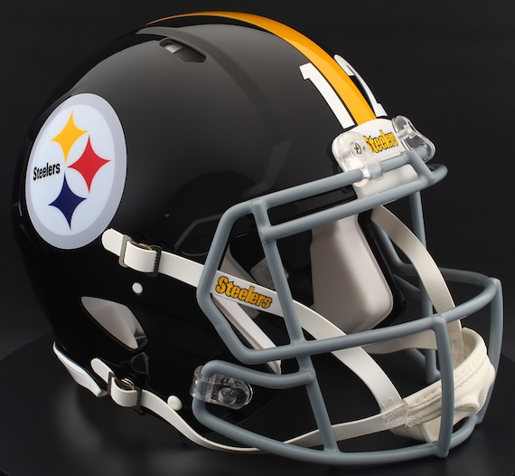 1976 football helmet Bucs (3) Sapp, Alstott & Brooks Signed 1976-96 TB F/S Speed Rep BAS Wit Release facemask attachment system PITTSBURGH STEELERS 1963-1976 NFL Riddell