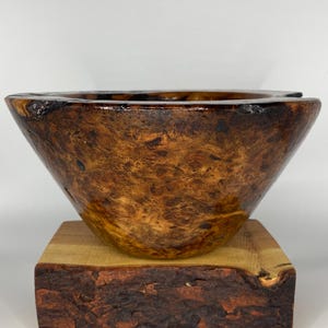 Michigan Wild Cherry Burl Bowl: Blue Epoxy Resin Decorative Wood Bowl