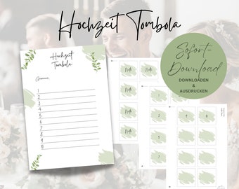 Wedding game tombola with tickets to print out and label yourself DIY | digital file