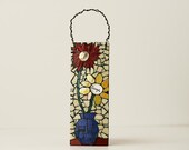 Mosaic Countryside Flower Laugh Wall Art Home Decor Housewarming First Home apartment engagement wedding Vase red yellow glass bauble blue