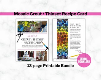 Mosaic Grout Thinset Colorant Recipe Card for Artist Project Template Tracking Mosaic Tiles Tools Adhesive Craft Studio Workshop Guide