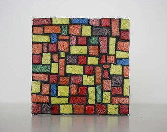 Colorblock Mosaic Coaster Glass Tile Green Office Desk Accessory ...