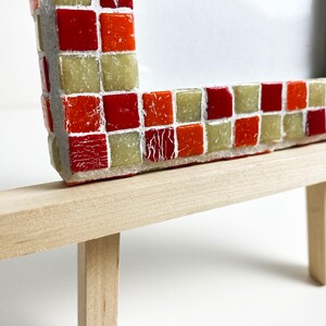 Red, Orange, and Tan Mosaic Picture Frame with Wood Easel made of 3/8 Vitreous Glass Tile image 2