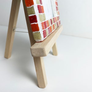 Red, Orange, and Tan Mosaic Picture Frame with Wood Easel made of 3/8 Vitreous Glass Tile image 9