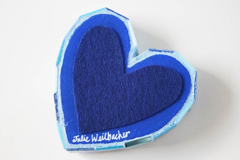 Blue Mosaic Heart Paperweight Large Mixed Media xo My Mine Love Valentines Day galentines Wood Letters glass wedding Conversation Hearts image 5