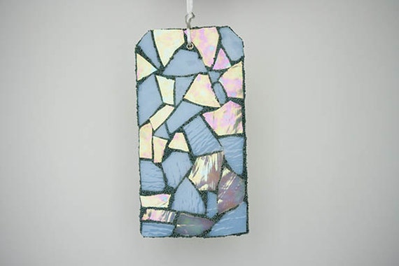 Blue And Iridescent White Mosaic Ornament Holiday Home Decor - Iridescent Home Decor Blue And Iridescent White Mosaic Ornament Holiday Home Decor - Iridescent Home Decor