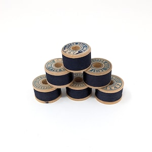 6 Spools Vintage Buttonhole Twist Silk Thread Navy