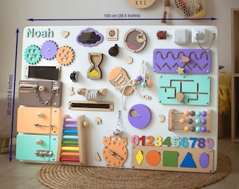 Developing Board, Wooden Sensory Board, 1st Birthday Gift, Fidget Toy, Busy Board for Toddler, Activity Board, Toddler Gift,Montessori Board