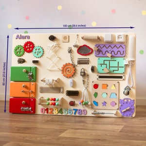 Sensory Busy Board, Custom Baby Present, Busy Board Toys, Activity Board, Montessori Board, Toddler Wooden Toys, Montessori Baby Toys 60 x 100 cm