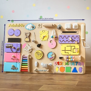 Planche occupée tout-petit pour 1 ou 2 ans, cadeau bébé fille garçon, planches Montessori, jouets sensoriels d'activité, cadeau personnalisé en bois pour enfant
