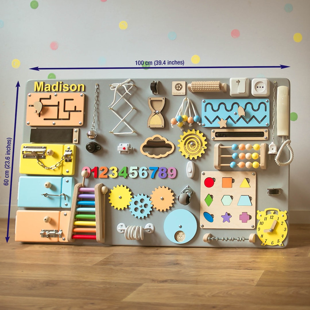 Wooden Activity Board, Baby Busy Board, Activity Board for Toddler