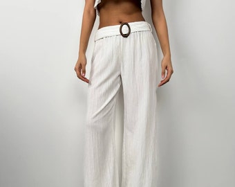 Crop Blouse Belted Trousers Set