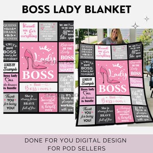 Blanket Design For POD BOss Lady Png Empowering Quote Blanket Blanket Design Sublimation Digital Download Blanket Design Boss Lady Theme