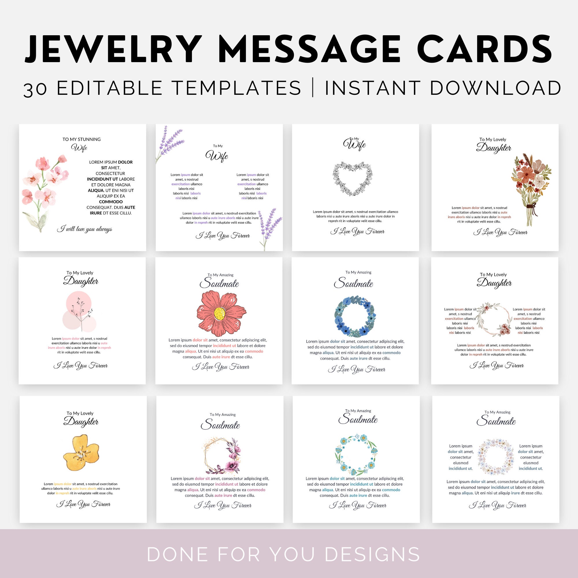 Jewelry Message Cards ShineOn Canva Designs Jewelry Necklace Message Card Templates  POD Shineon Message Cards Awkward Style Designs