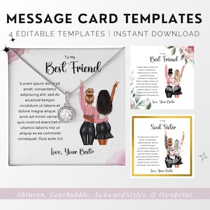 Tarjetas con mensajes de ShineOn Plantillas de Canva con burbujas de engranajes Tarjetas con mensajes de joyería Tarjetas con mensajes de collares personalizados para vendedores de ShineOn