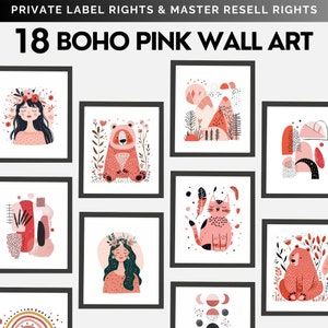 Pink Boho Wall Art Master Resell Rights Digital Download Commercial Use