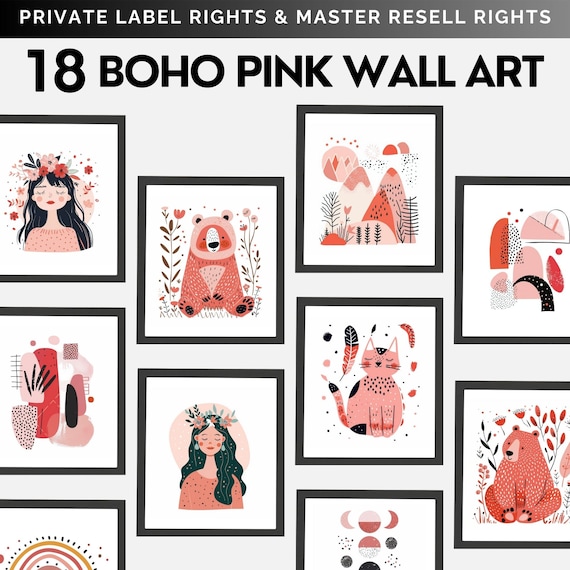 Pink Boho Wall Art Designs: Master Resell Rights (Digital Download)