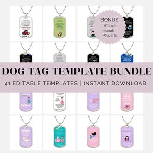 ShineOn Message Card Template Bundle ShineOn Dog Tags Canva bearbeitbare Vorlagen ShineOn Dog Tag Templates Print on Demand Schmuckdesigns