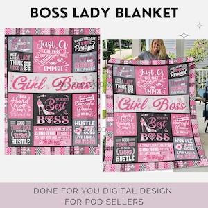 Blanket Design For POD Boss Lady Png Empowering Quote Blanket Blanket Design Sublimation Digital Download Blanket Design Boss Lady Theme