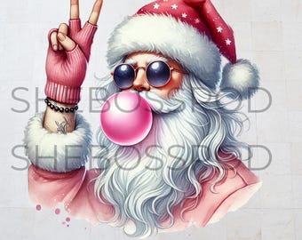 Funny Santa Bubble PNG: Retro Christmas Clip Art (Digital Download)