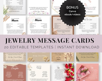 ShineOn Message Card Templates for Mom Jewelry Card Template GearBubble Message Cards ShineOn Design Canva Custom Necklace Display Cards