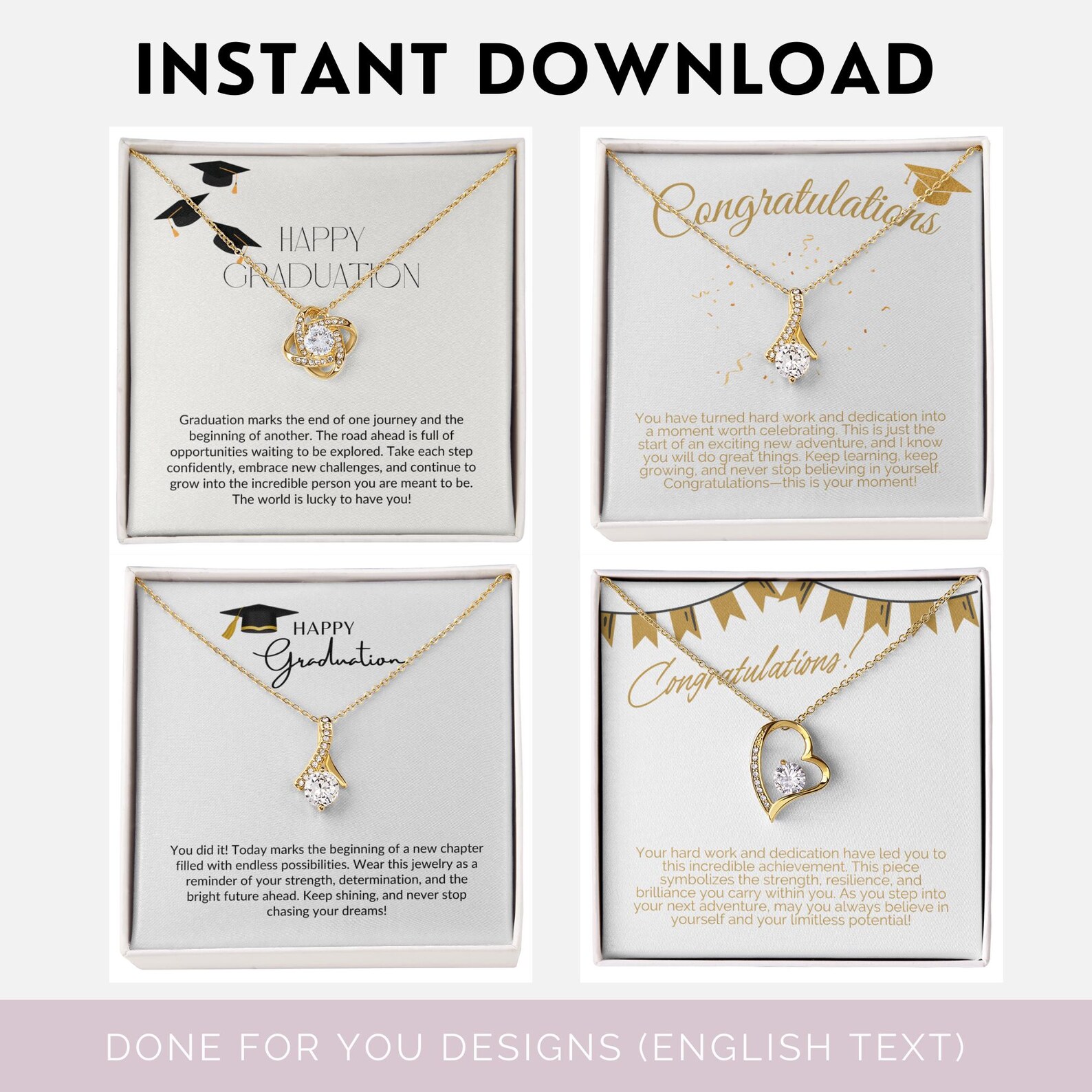 Graduation Jewelry Message Cards: Editable Canva Templates (digital ...