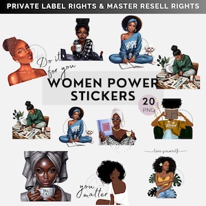 Melanin Stickers For Planners Digital Stickers Goodnotes PNGs Digital Stickers Pre-cropped iPad Sticker Master Resell Right PLR