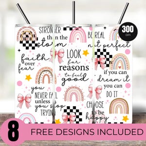 Glaube über Angst Tumbler Wrap Positive Affirmation Tumbler Wrap Png Inspirational Zitat Tumbler Wrap 20 Unzen Skinny Motivational Sublimation