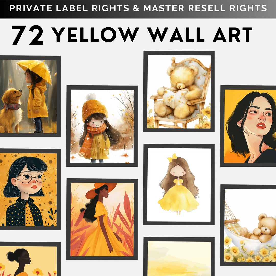 Yellow Wall Art Digital Download Master Resell Rights Printable Home ...