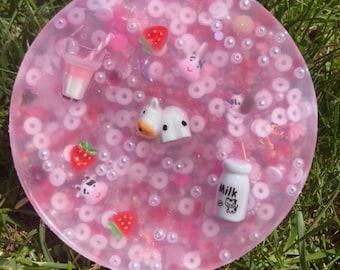 Strawberry milk Silicone Picking Pad Fidget Toy for stress relief, skin picking, and Dermatillomania. ADHD Autism.