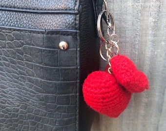 Corazón de crochet doble - Mini amigurumi lindo, regalo hecho a mano, decoración romántica, regalos para él, regalos de Navidad, rellenos de calcetines