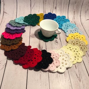 Crochet Flower Coasters | Handmade Colorful Drink Coasters | Floral Mug Rug | Housewarming Gift UK | Boho Table Decor | Individual or Set