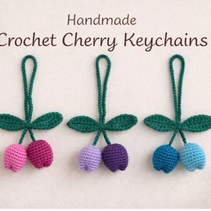 Crochet Cherry Keychain | Amigurumi Cherry Bag Charm | Handmade Fruit Keyring | Cute Crochet Accessory-Table or Bedroom Decoration.