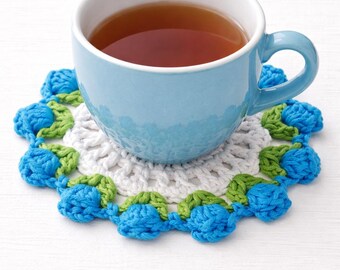 Juego de posavasos de flores de ganchillo / Hecho a mano en el Reino Unido / Regalo de inauguración de la casa / Alfombra floral para taza, Decoración de mesa estilo cottagecore, Regalo para amantes del té / Granja