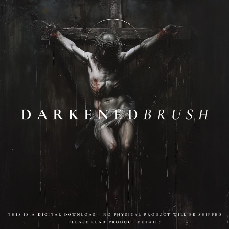 Dark Crucifixion Art Printable Gothic Religious Decor Christian Sacred