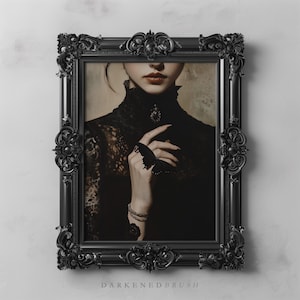 Victorian Woman with Black Butterfly Art Print Gothic Dark Academia Art Printable Dark Romance Moody Vintage Wall Decor Gothic Art Aesthetic