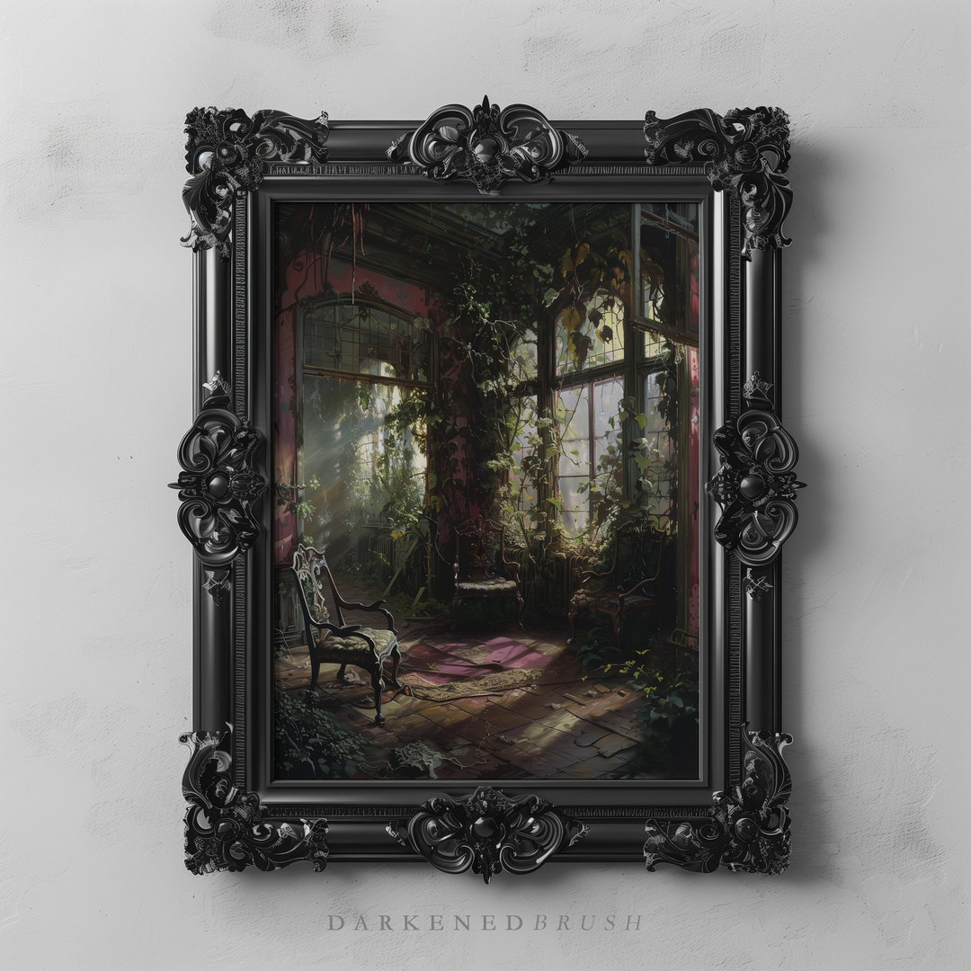 ゴシック調の装飾の自然画ダークアートの印刷物、雰囲気のある壁アート