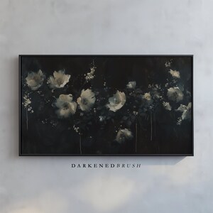 Abstract Floral Art, Digital Frame TV Art for Samsung TV Frame, Dark Floral Goth Home Decor, Instant Download Floral Oil Painting