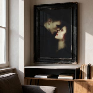 Gothic Vampire Kiss Print, Dark Romantic Wall Art for Lovers, Moody Valentine Fine Art, Baroque Gothic Couple, Haunted Bedroom Decor image 10
