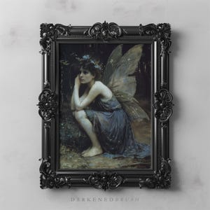 Ethereal Fairy in Enchanted Forest Fantasy Art Printable Whimsical Woodland Fairy Decor Mystical Fairy Painting Dark Academia Moody Wall Art