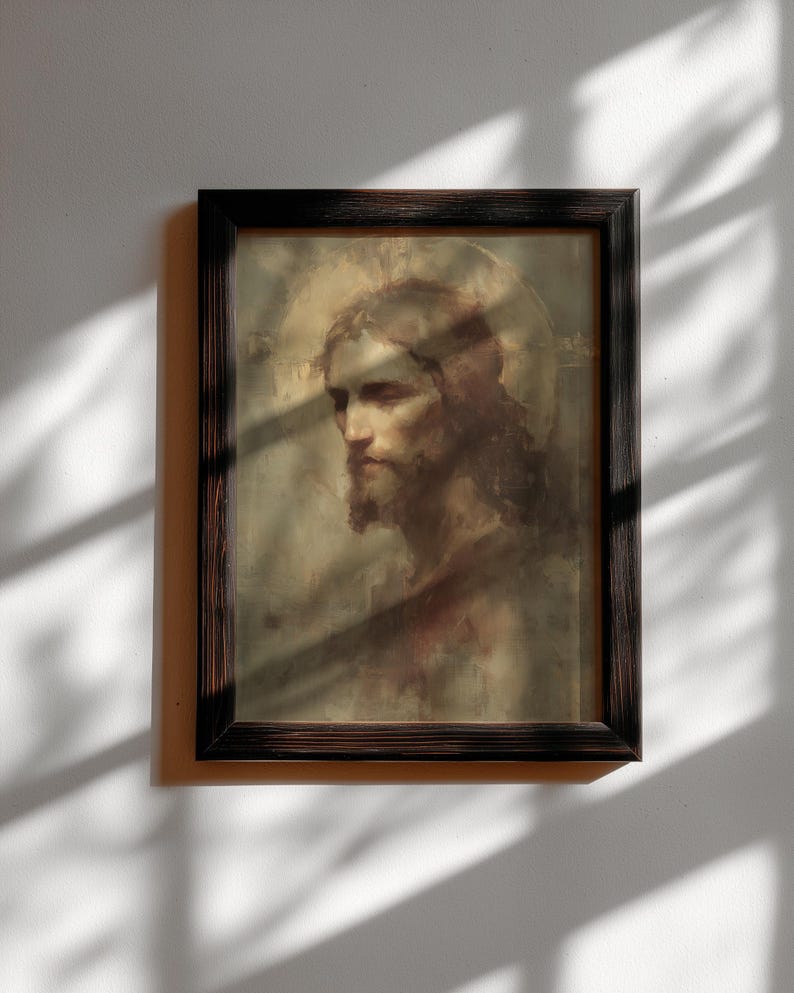 Jesus Christ Portrait in Crown of Thorns, Christian Wall Art, Religious ...