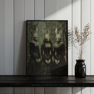 Rabbit Cult Forest Painting Art Printable, Occult Print Poster ...