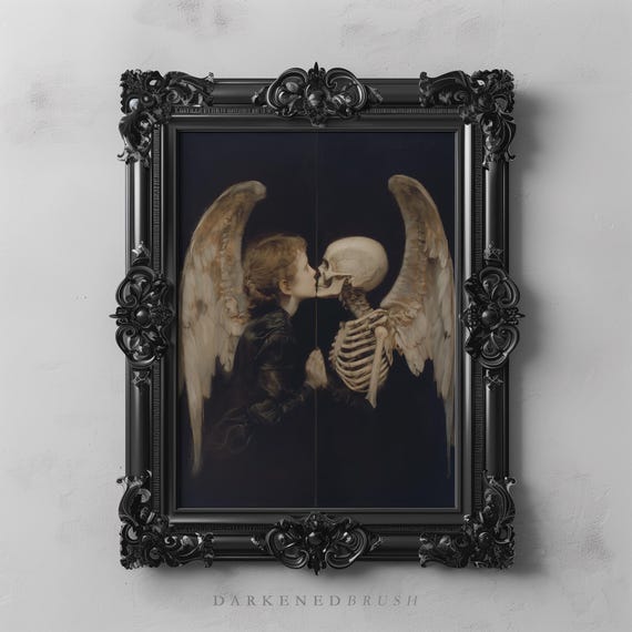 Tableau Décoratif Gothic Skull Wings - Impression Sur Toile - Style Moderne - Neuf