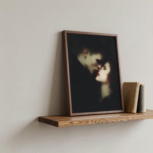 Gothic Vampire Kiss Print, Dark Romantic Wall Art for Lovers, Moody Valentine Fine Art, Baroque Gothic Couple, Haunted Bedroom Decor image 11