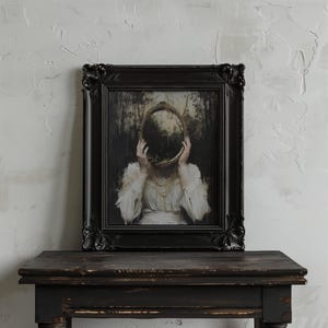 Mirror Witch Wall Art Victorian Poster Print, Witchy Decor, Dark Gothic Oil Painting, Dark Academia Goth Halloween Aesthetic Bild 2