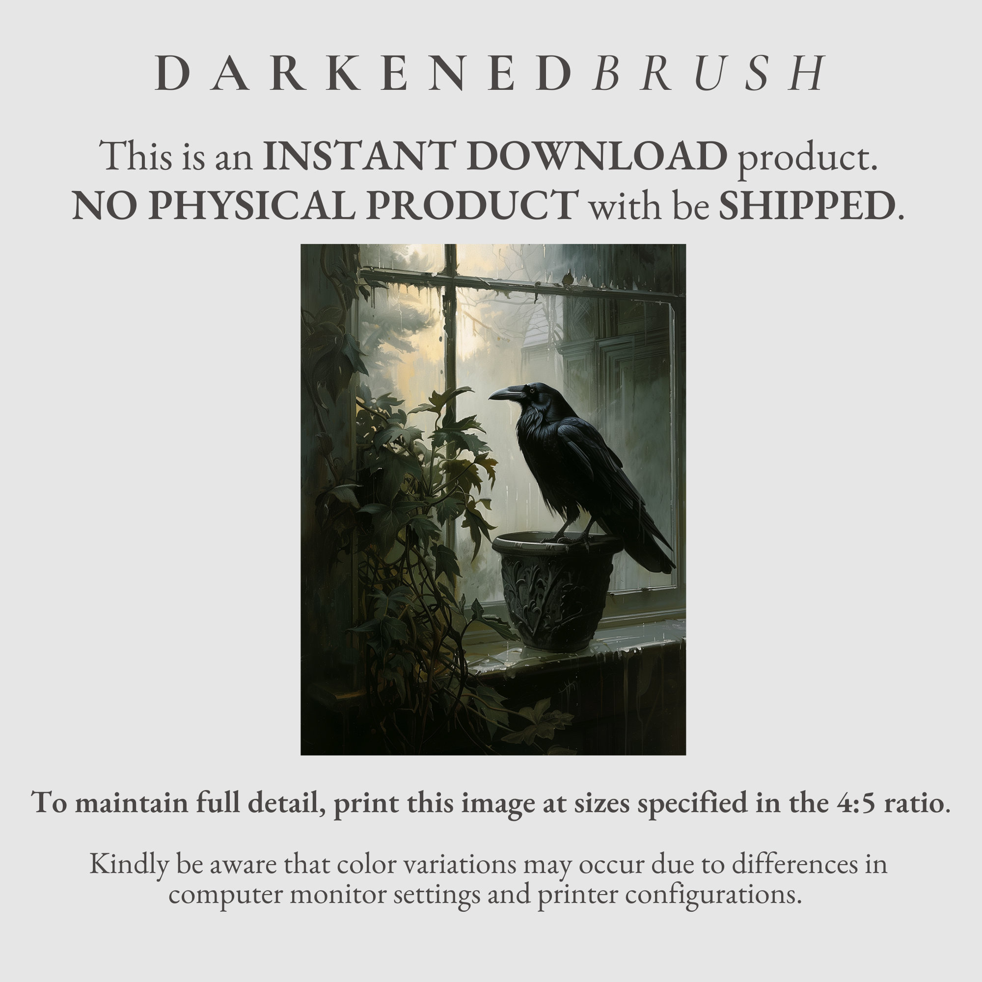 Crow Raven Art Print Dark Cottagecore Moody Gothic Painting, Witchy ...