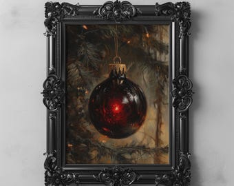 Dark Gothic Soul Ornament Gothic Christmas Tree Dark Cottagecore Holiday Art Printable, Moody Festive Wall Decor, Vintage Winter Aesthetic