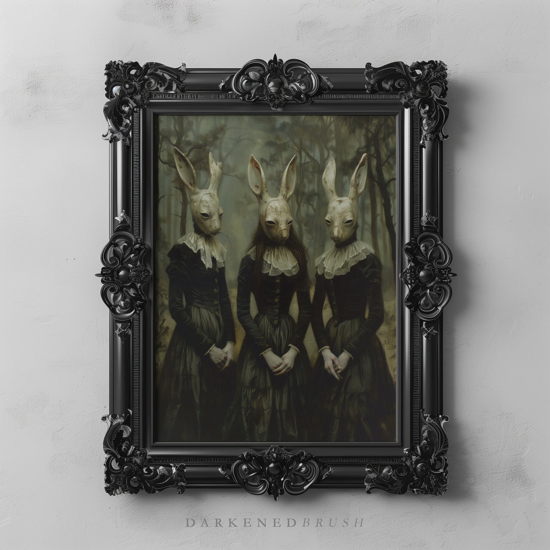 Rabbit Cult Forest Painting Art Printable, Occult Print Poster ...